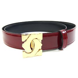 Cinto reversível em couro Bordeaux e preto 2C da Cartier para mulheres Preto Bordeaux