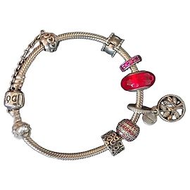Pulsera Pandora con Charm Rosa Roja Hardware de plata
