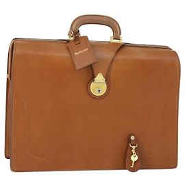 Sac d'affaires Burberry en cuir marron doré Auth 165099 Marron Doré