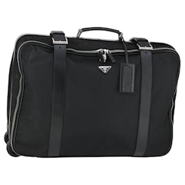 PRADA Suitcase Nylon Black Silver Auth 162425 Black Silvery