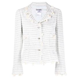 Giacca in Bouclé di Cotone Bianco Chanel - Anni 2000 Bianco