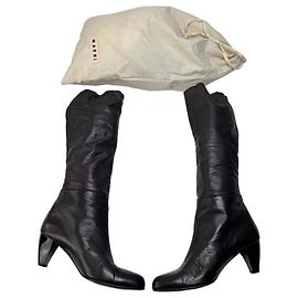 Botas de cuero de tacón Marni vintage marrones EU38 Castaño