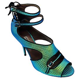 Sandales holographiques iridescentes métalliques bleu / vert de Tabitha Simmons Métallisé