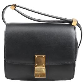 Céline Celine Classic Box Small Leather Shoulder Bag in Black Black