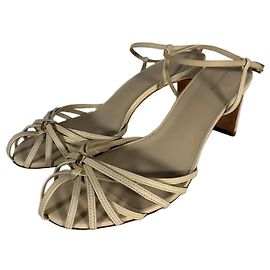 Reformation Cream sandals with thin straps and square heel Beige