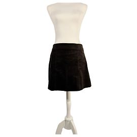 Massimo Dutti Mini gonna in velluto marrone scuro Marrone