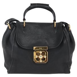 Chloé Chloe Elsie Convertible Satchel Leather Medium Black