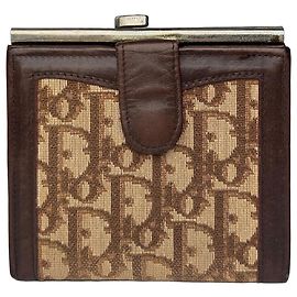 Vintage Dior Oblique Monogram Leather Wallet Brown Brown