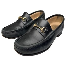 Vintage Gucci Horsebit Leder Slipper Schwarz EU36C Schwarz