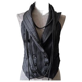 Chaleco bustier negro de Christian Dior adornado con perlas Negro