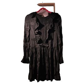 Robe noire Sandro à volants et plis Noir
