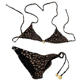 Maiô Christian Dior com manchas Preto Estampa de leopardo