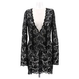 Dolce & Gabbana Robe noire courte en dentelle Noir
