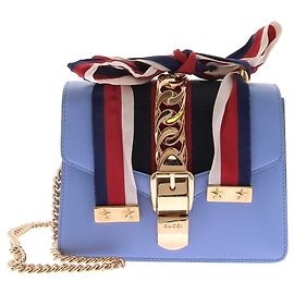 Gucci Borsa "Sylvie" blu con nastro Blu