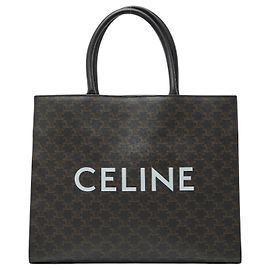 Céline Celine Triomphe Tote Bag in Black Leather Black