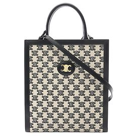 Céline Cabas vertical en toile Triomphe blanc petit de Celine Blanc