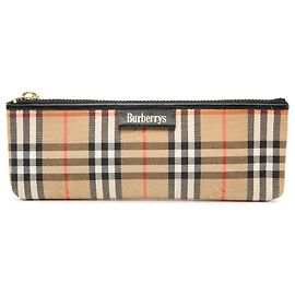Burberry Brown Haymarket Check Canvas Pencil Case Brown Beige