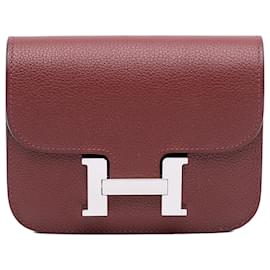 Portafoglio Slim Constance in Pelle Clemence Rossa Hermès Rosso Altro