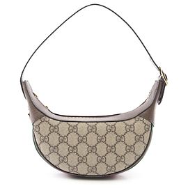 Borsa a Spalla Gucci Mini GG Supreme Web Ophidia Marrone Marrone Beige