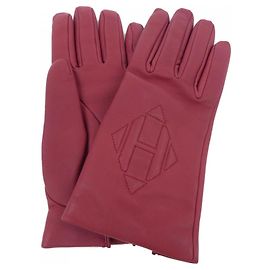 Hermès Hermes Red Leather Warm Gloves Red