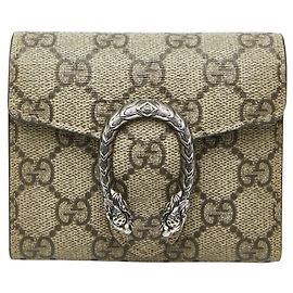 Gucci Dionysus GG Supreme Tri-fold Compact Wallet Beige