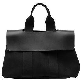 Hermès Valparaiso PM Handtasche aus schwarzem Chevron-Leder Schwarz