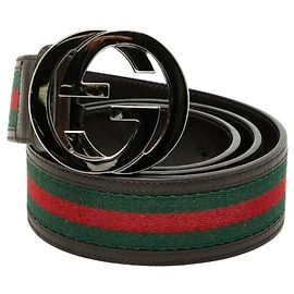 Cinto Sherry Line com G entrelaçado da Gucci Marrom Multicor