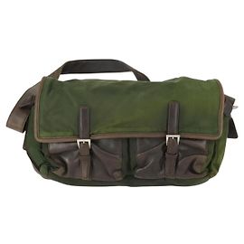 Borsa a Spalla Vintage Prada in Nylon e Pelle Verde