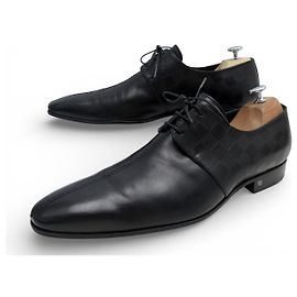 SCARPE LOUIS VUITTON OXFORD DAMIER DERBY 10.5 44.5 IN PELLE NERA Nero