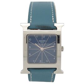 Hermès RELÓGIO HERMES HEURE H HH1.510 QUARTZ 34 MM EM AÇO E COURO AZUL Prata