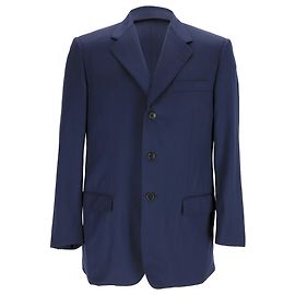 Balenciaga Single-Breasted Blazer in Navy Blue Wool Blue Navy blue