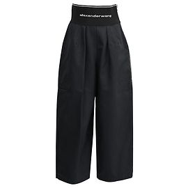 Alexander Wang Hochtaillierte Logo Karottenhose aus schwarzer Baumwolle Schwarz