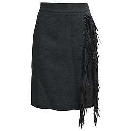 Saia de lã cinza com efeito envolvente e franjas Brunello Cucinelli Preto