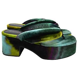 Sandali a piattaforma in velluto multicolore Dries Van Noten Multicolore