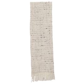 Sciarpa con frange VLogo in lana bianca di Valentino Garavani Bianco