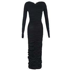 Khaite Lana Raffung Maxi Kleid aus schwarzer Viskose Schwarz