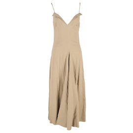 Vestido maxi sin mangas Ruby V-Neck en lino beige de Proenza Schouler Beige