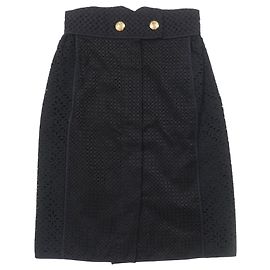 Gonna in pizzo con occhielli e design floreale Louis Vuitton Nero