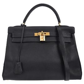 Bolsa Kelly Hermès em Courchevel azul com hardware dourado 32 Azul