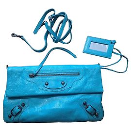 Balenciaga Turquoise Leather Classic City Aj Clutch Turquoise