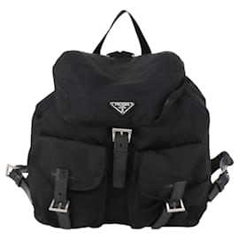 Prada Double Front Pocket Backpack Tessuto Medium Black