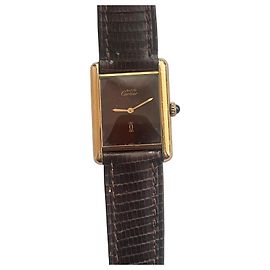 Relógio Cartier Tank Vermeil Marrom