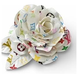 Monogramm Multicolor Blumenbrosche Louis Vuitton Weiß
