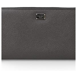 Dolce & Gabbana Gray Leather Bi-Fold Wallet Brown