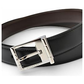 Bulgari Cinto de couro reversível Bvlgari não utilizado Marrom Preto
