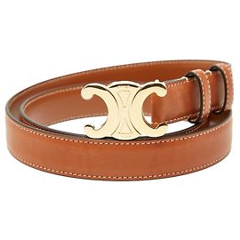 Céline Celine Triomphe Brown Leather Belt Brown