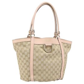 GUCCI GG Canvas Tote Bag Beige Gold 211982 Auth 168581 Beige Golden