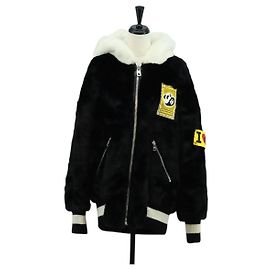 Dolce & Gabbana DOLCE&GABBANA Jaqueta com Capuz Panda Preto Branco Auth 165667SM Preto Branco