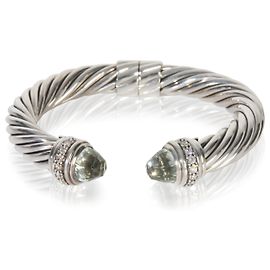 Bracciale a cerniera in argento sterling, prasiolite e diamanti di David Yurman Altro