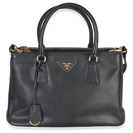 Prada Black Saffiano Small Galleria Double Zip Tote Black